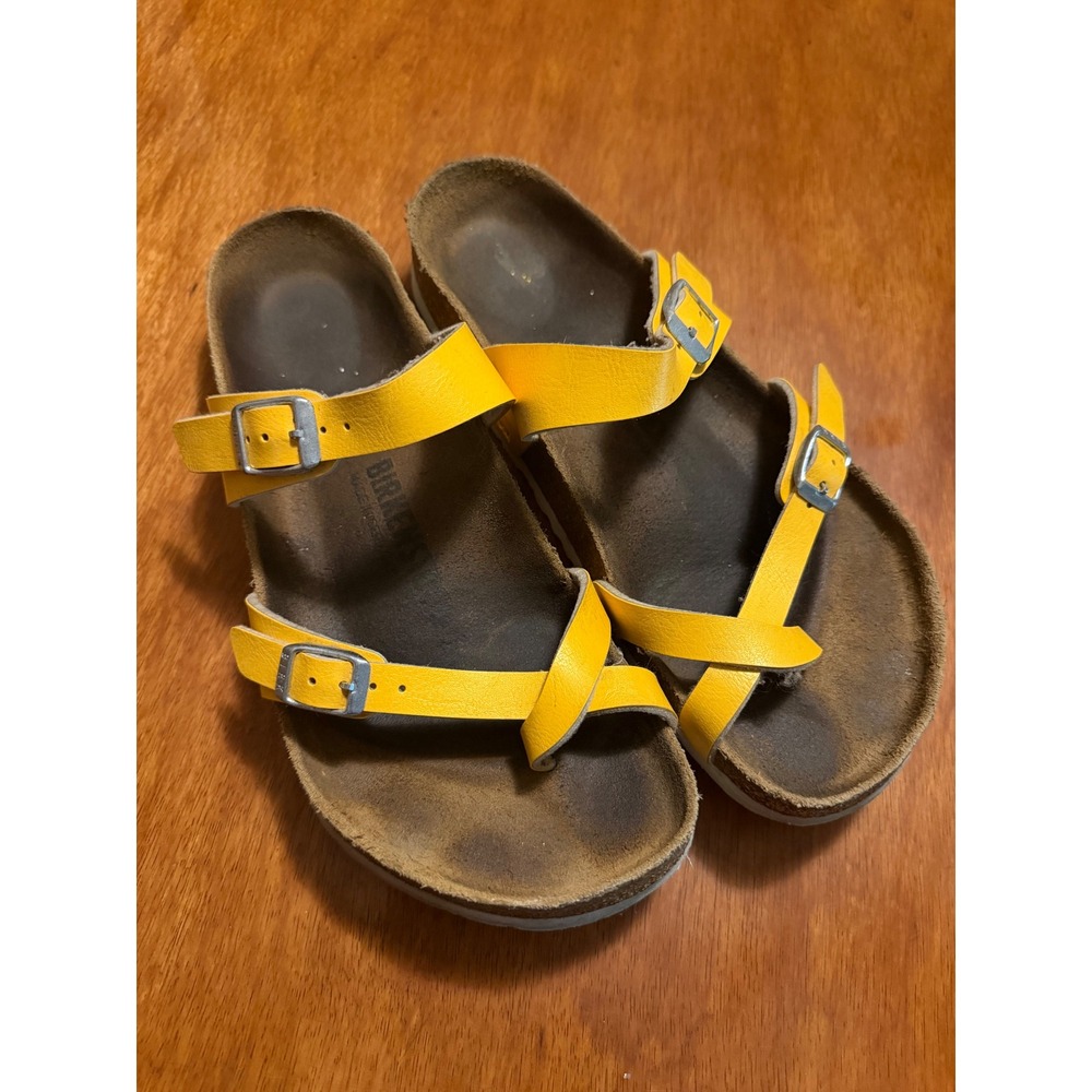 Birkenstock Mayari Yellow Strappy Toe Loop Sandals Womens 40 L9 M7
